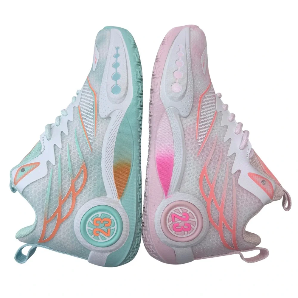 Mismatched Pastel Basketball Sneakers Pink Teal Mesh Sport Shoes US 6.5